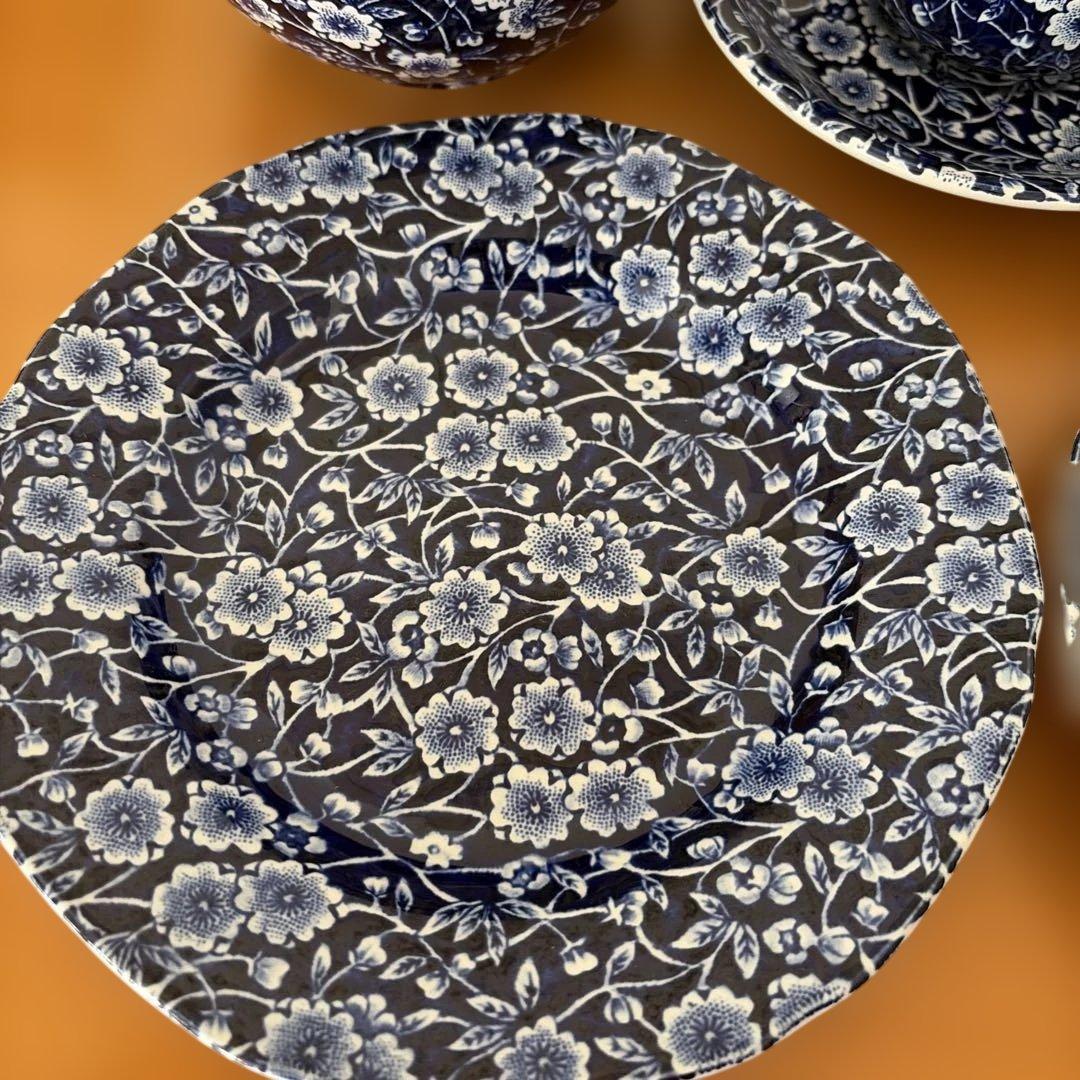 R*a様 ブルーキャリコ/Burleigh カップソーサー/ボウル✖️2/プレー