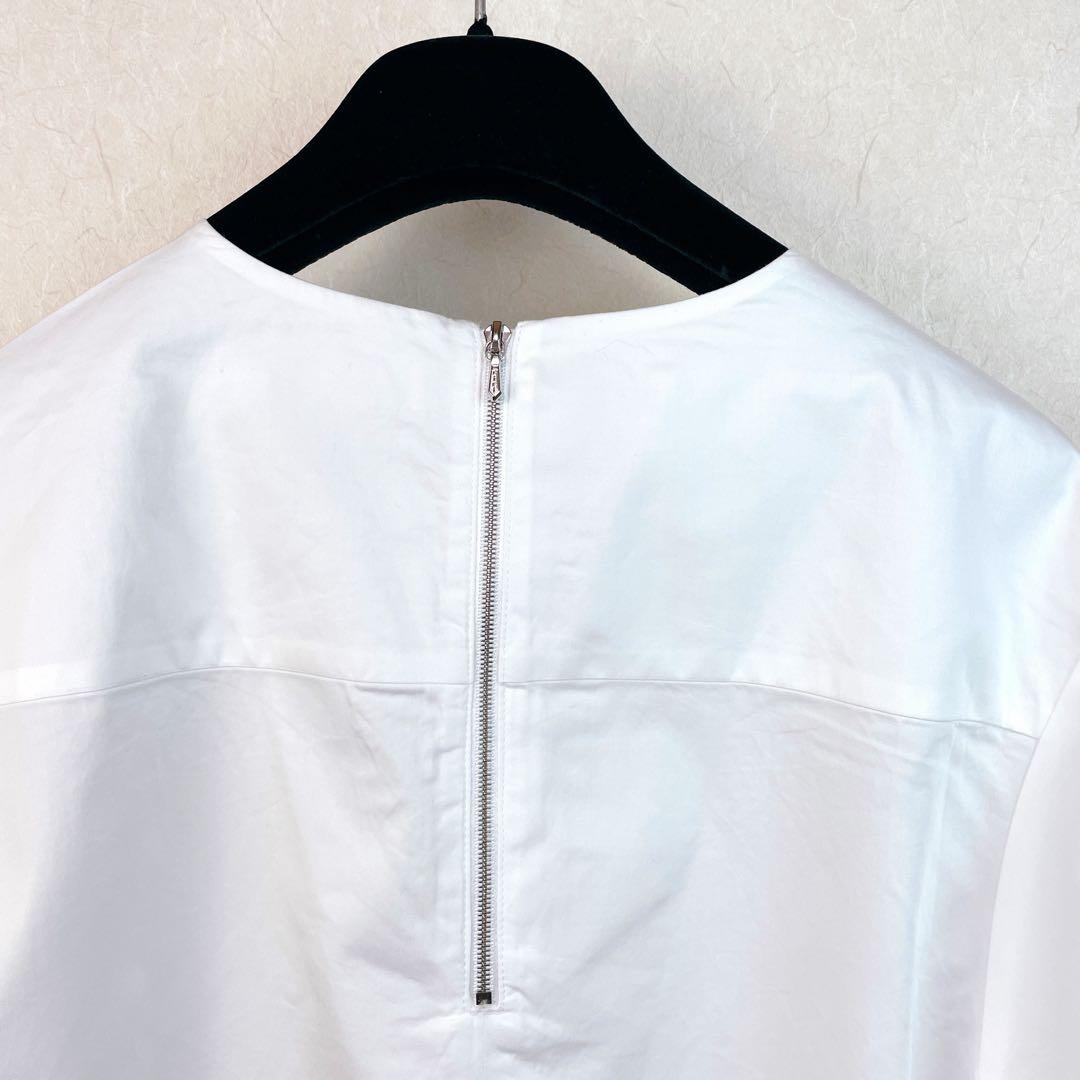 【美品 エブール】上質綿素材スッキリV開きオーバーブラウス