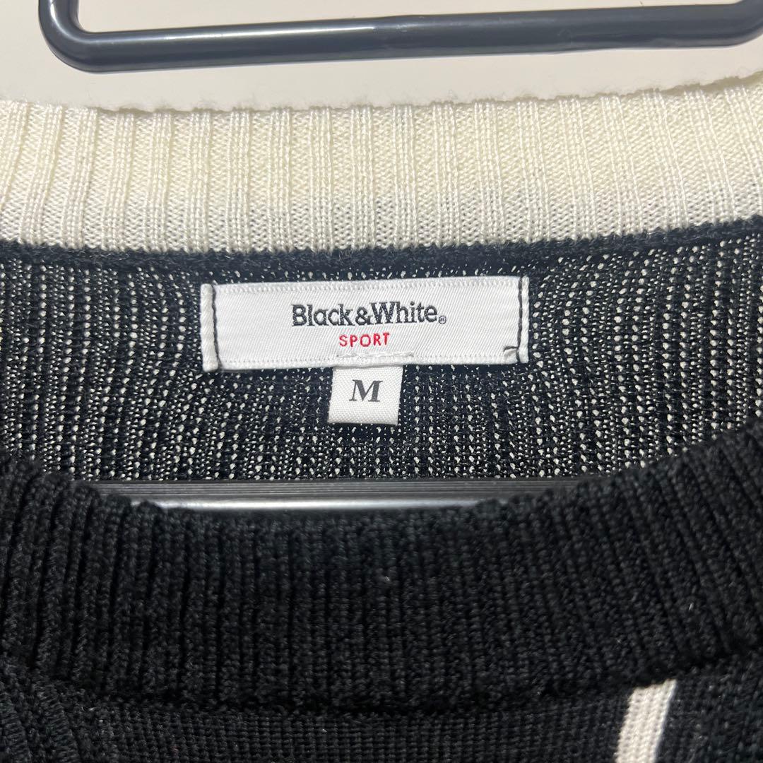 【美品】Black&White ゴルフニット M モノトーン
