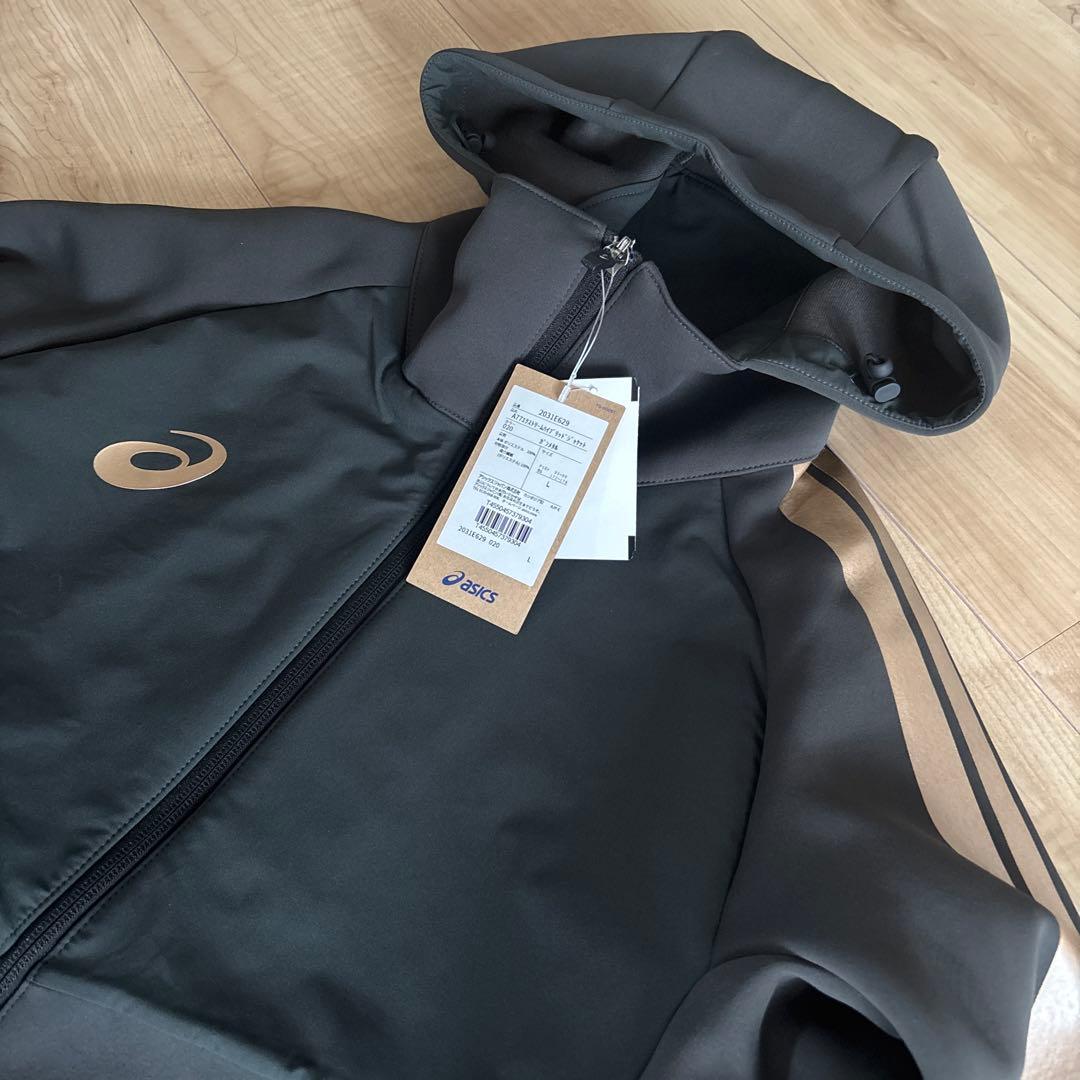 新品　アシックス　メンズ　ハイブリッドジャージジャケットパンツ　カーキ　L