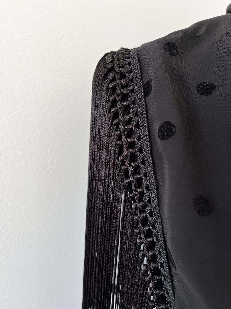 フラメンコ　マントンシージョ　ブラックジョーゼットxミニドット