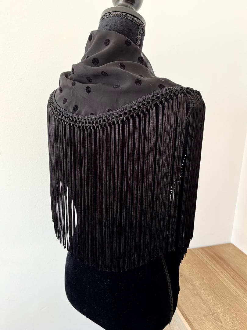 フラメンコ　マントンシージョ　ブラックジョーゼットxミニドット