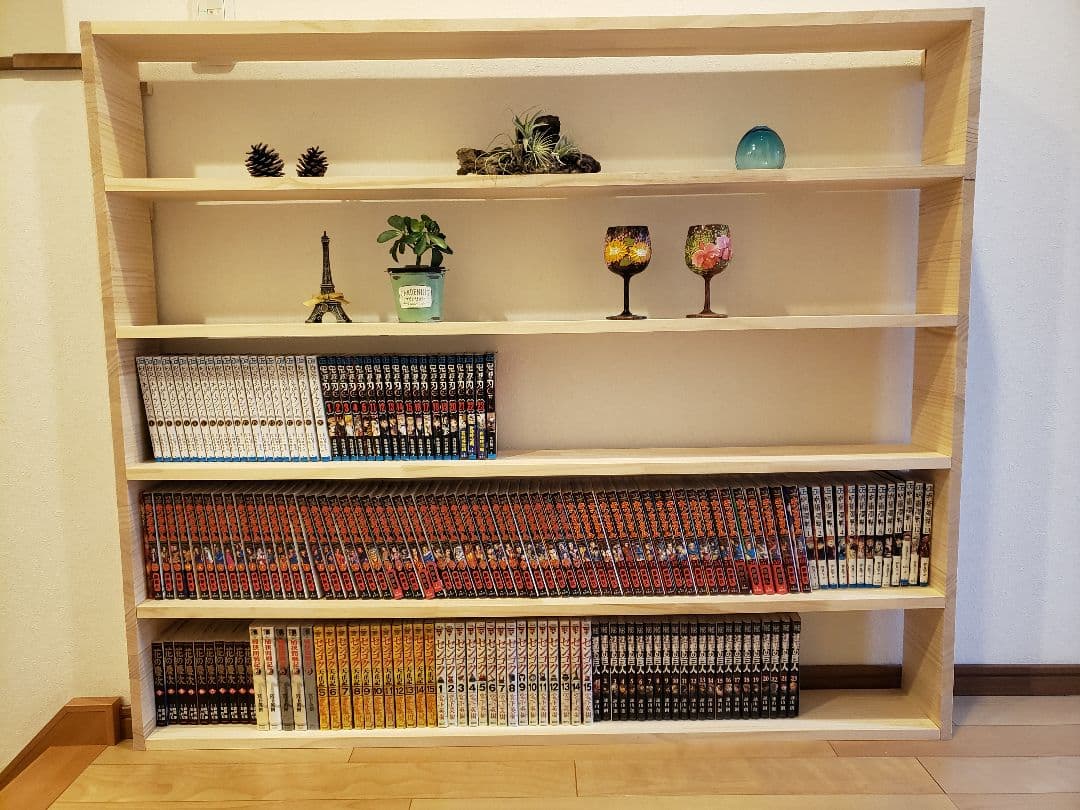 木製オープンシェルフ 本棚 大きめ　ナチュラルブックシェルフ