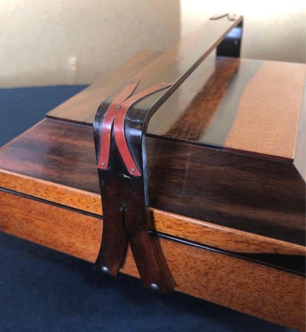 《R》黒柿内朱 手付 四方菓子器 食籠 喰篭 飾り金具 260126く1