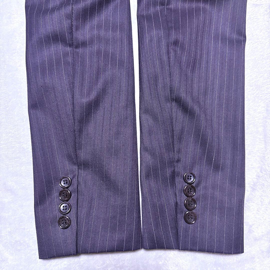 【未使用】アンタイトル パンツスーツ ストライプ L 大きいサイズ ネイビー