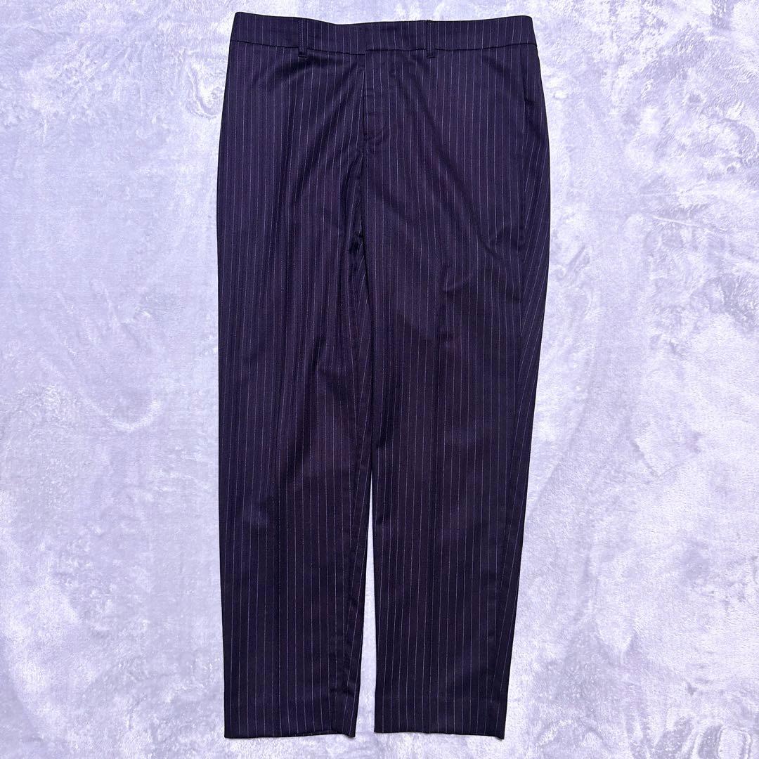【未使用】アンタイトル パンツスーツ ストライプ L 大きいサイズ ネイビー