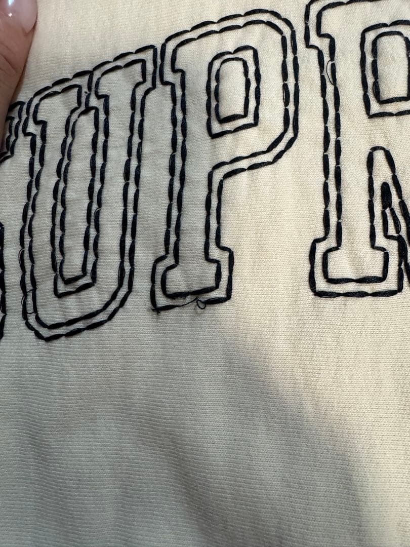※CKck※SUPREME アイボリー ビッグステッチフーディー　Sサイズ