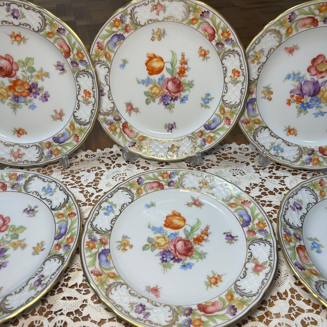 ドレスデンフラワー シューマンババリア プレート　6枚セット！　ケーキ皿