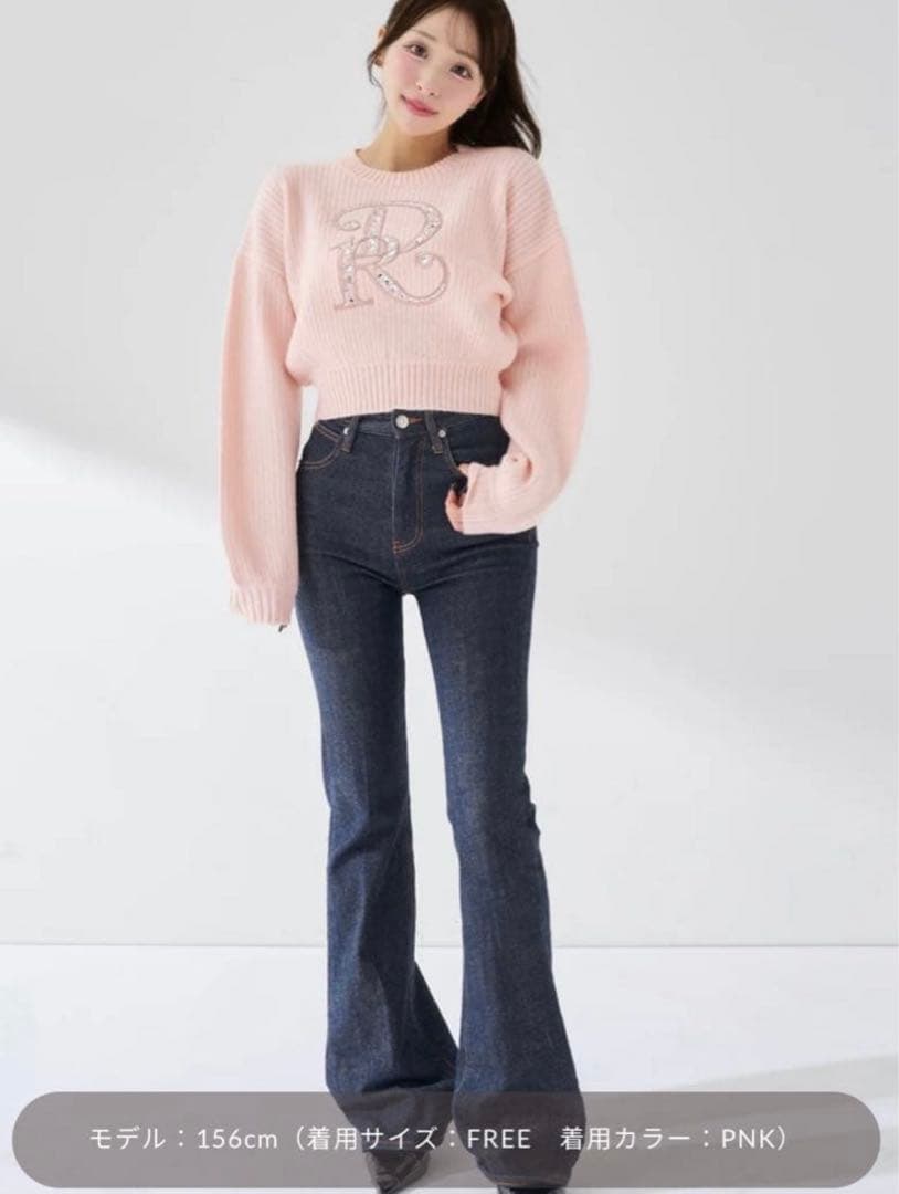 ダーリッチ darich DRビジューボリュームリブニットトップス