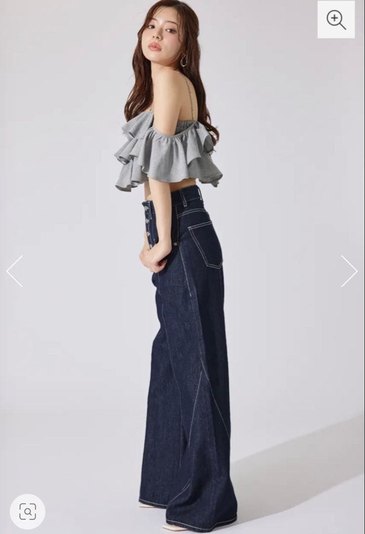 新品タグ付き rienda フロントボタンデザインハイウエストデニムパンツ M