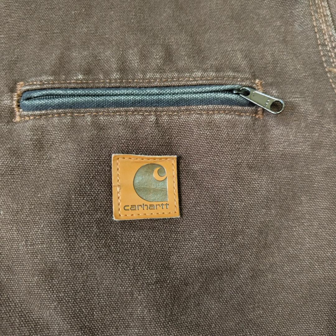 カーハート デトロイトジャケット ダークブラウン J97 DKB 企業ロゴ 刺繍