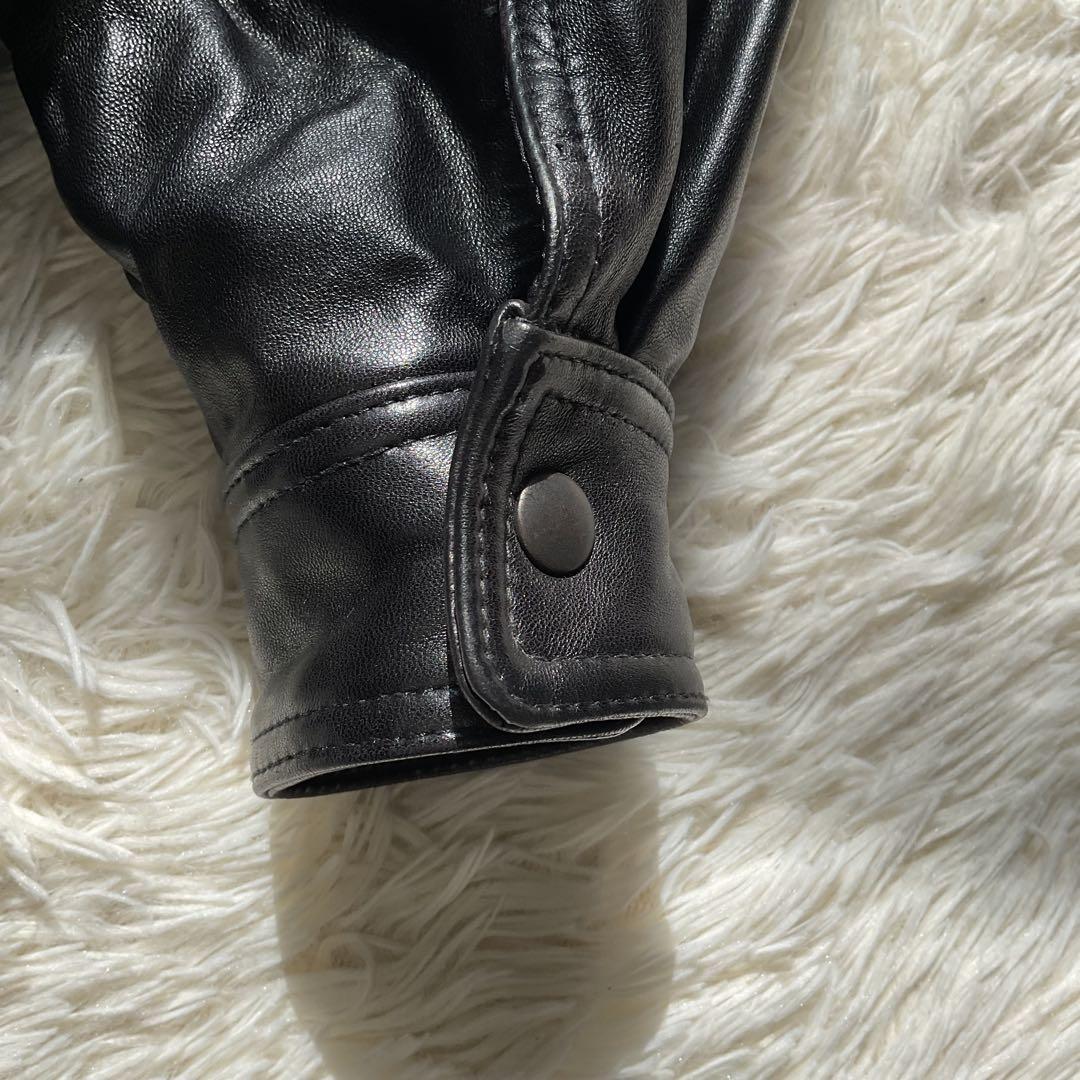 美品✨90's レザージャケット　本革　ジップアップ　M ブラック　ボンバー