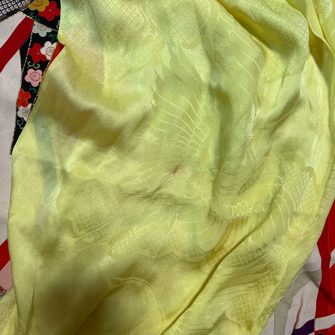 七五三　7歳　着物　アンティーク　鶴　カラフル　正絹　セット