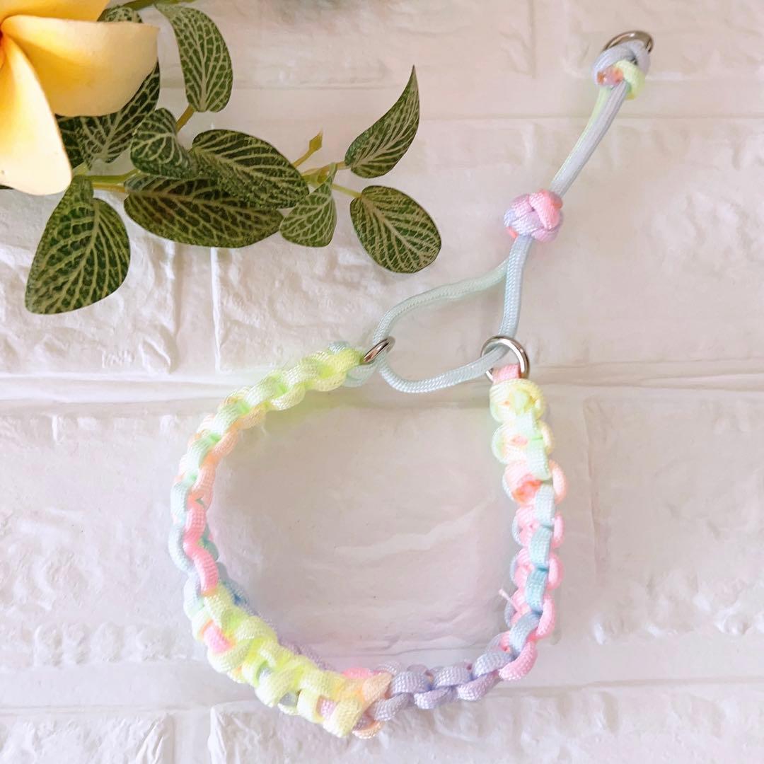 パラコードリード　ハーフチョーク　パステルレインボー　No.0176