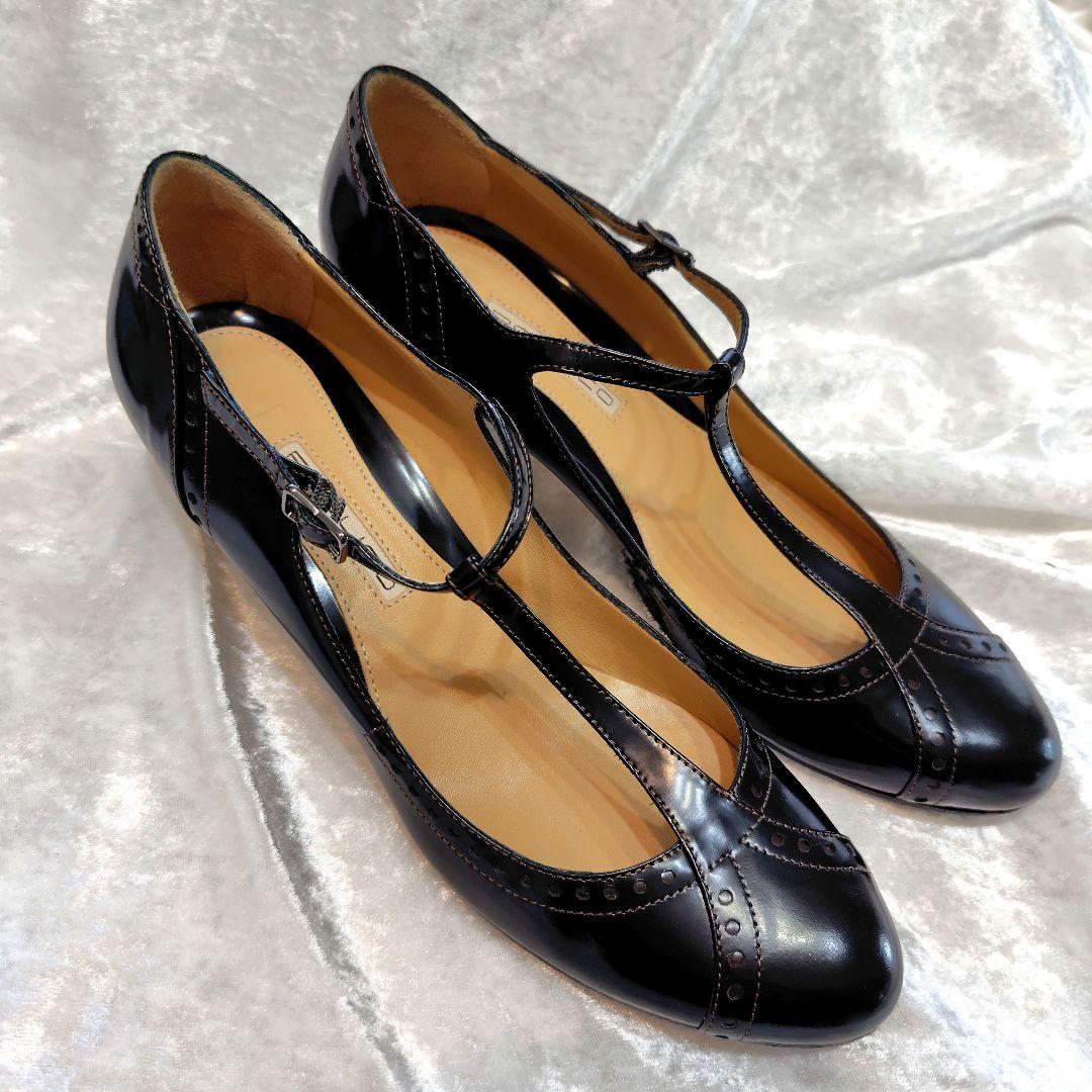 ✨PELLICO 黒 Tストラップ 中ヒールパンプス　写真追加