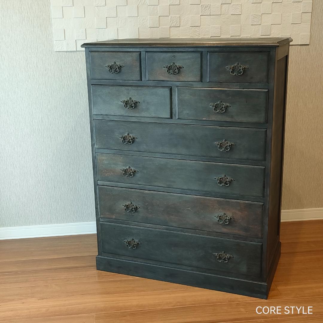 アンティーク　ハイチェスト　箪笥　６段　9杯