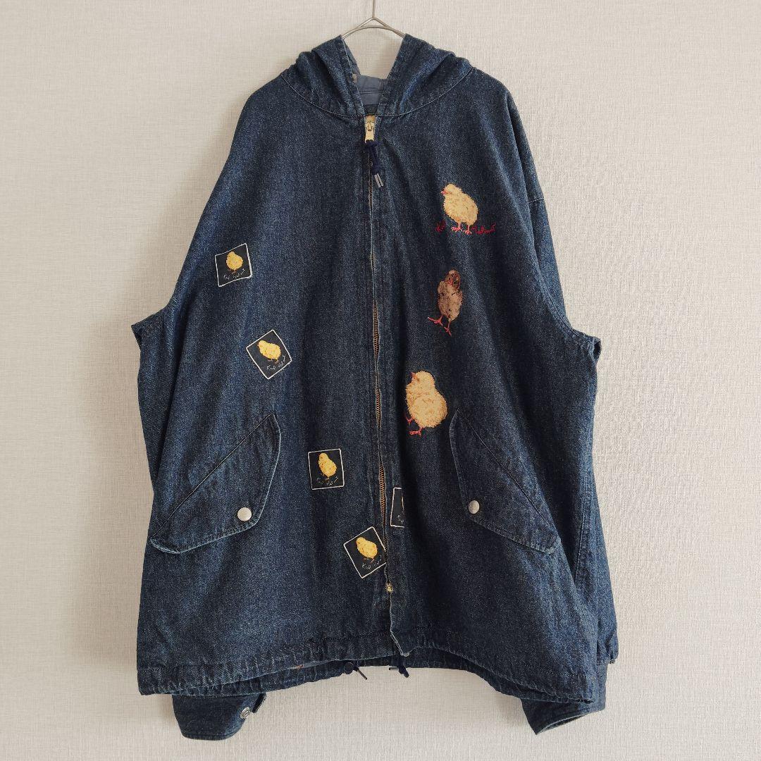 ピンクハウス カールヘルム ひよこ総柄 デニムブルゾン パーカー 刺繍 90s