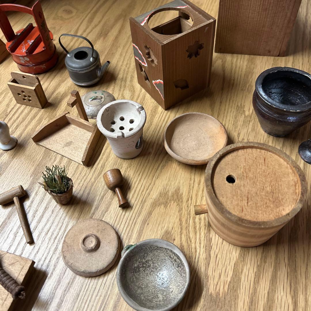 【レア】昔のくらし　ままごと　木製　台所セット　ごっこ遊び　アンティーク　レトロ