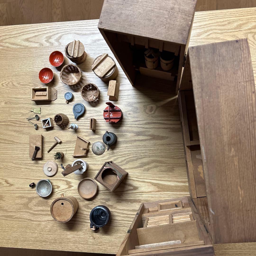【レア】昔のくらし　ままごと　木製　台所セット　ごっこ遊び　アンティーク　レトロ