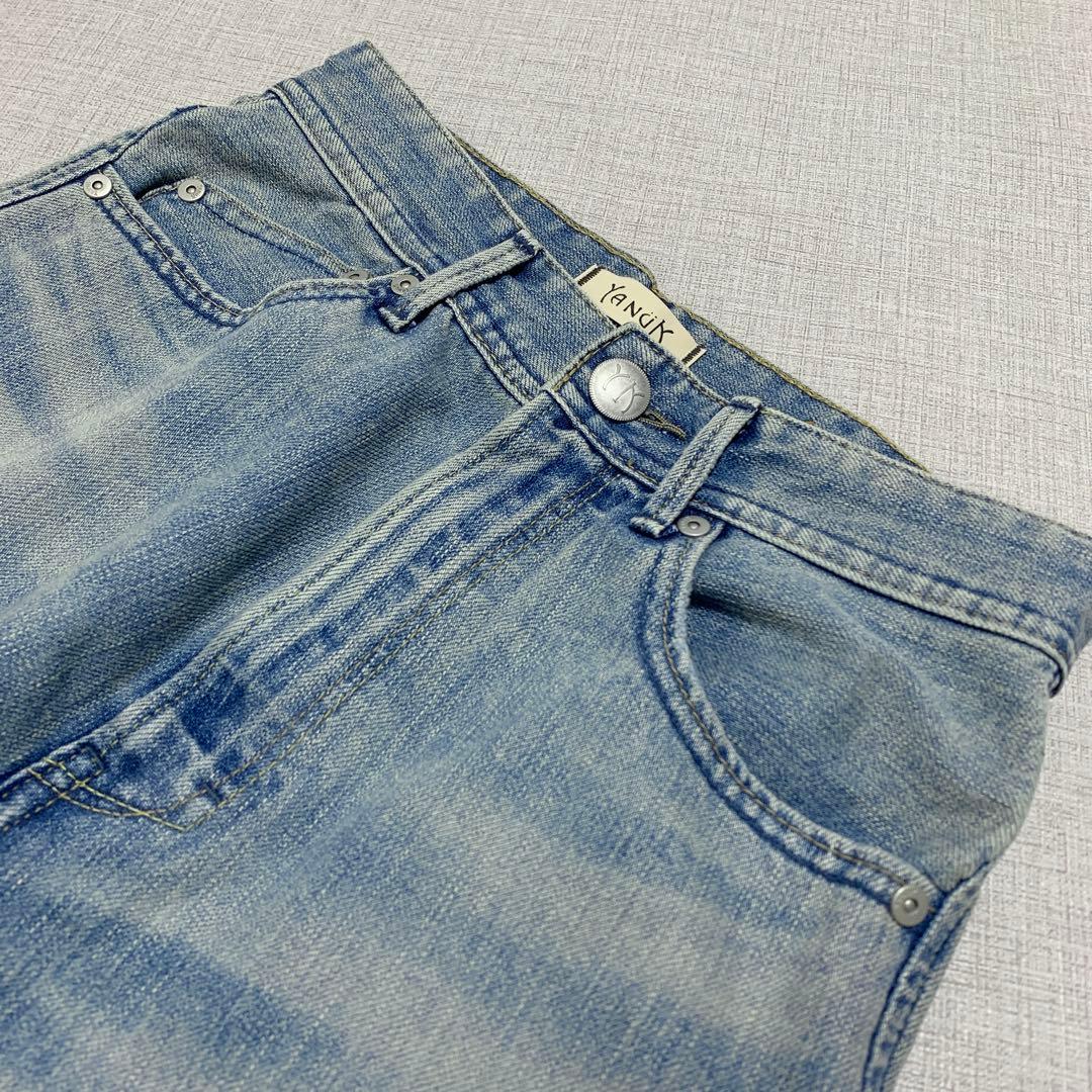 【極美品】YANUK　ボーイズストレート　LEA　57111231　革パッチ　青