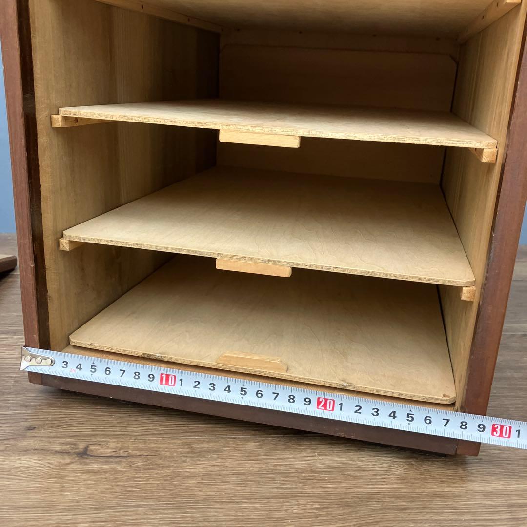 E-3 希少 彫刻 竹林デザイン 木製 4段 収納ボックス 小引き出し 収納