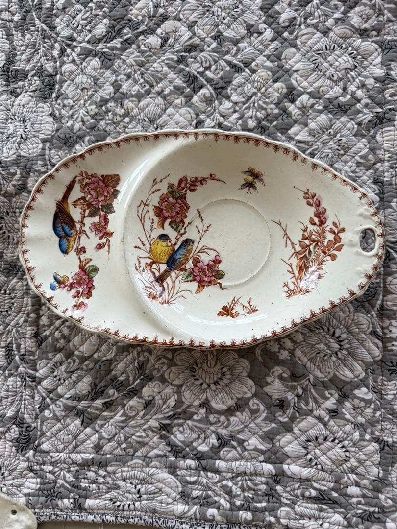 フランスアンティークリュネビィル窯のMesangeソーサーデザートプレート.b