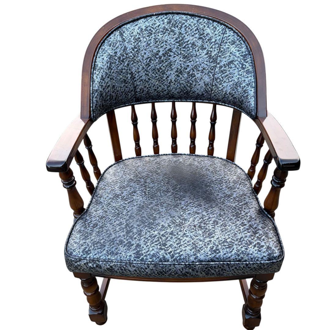 【希少】オールドカリモク コロニアル 合皮 ラタン アームチェア ③