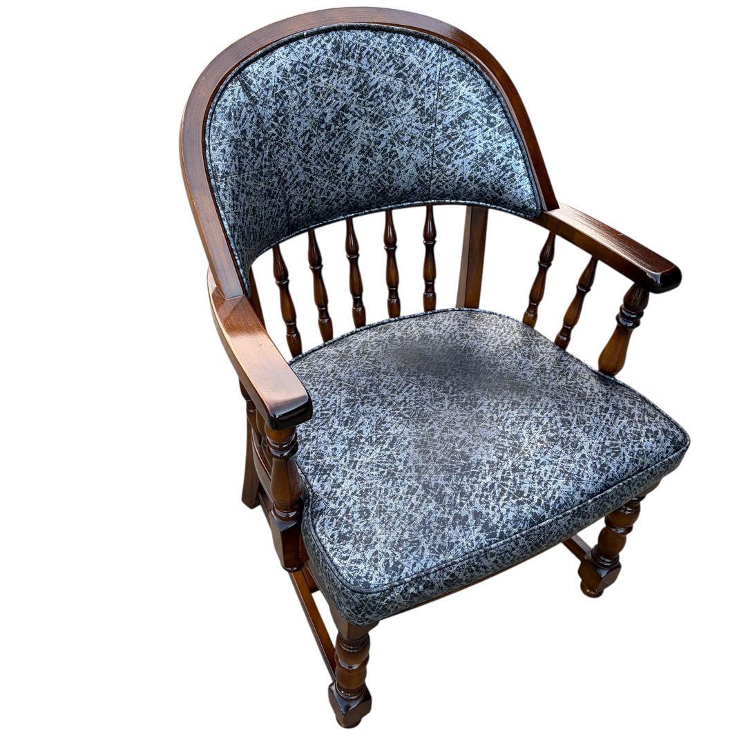 【希少】オールドカリモク コロニアル 合皮 ラタン アームチェア ③