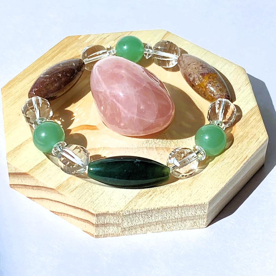 【木漏れ日みたい】細長メノウ 天然石 ブレスレット