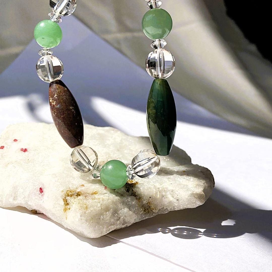 【木漏れ日みたい】細長メノウ 天然石 ブレスレット