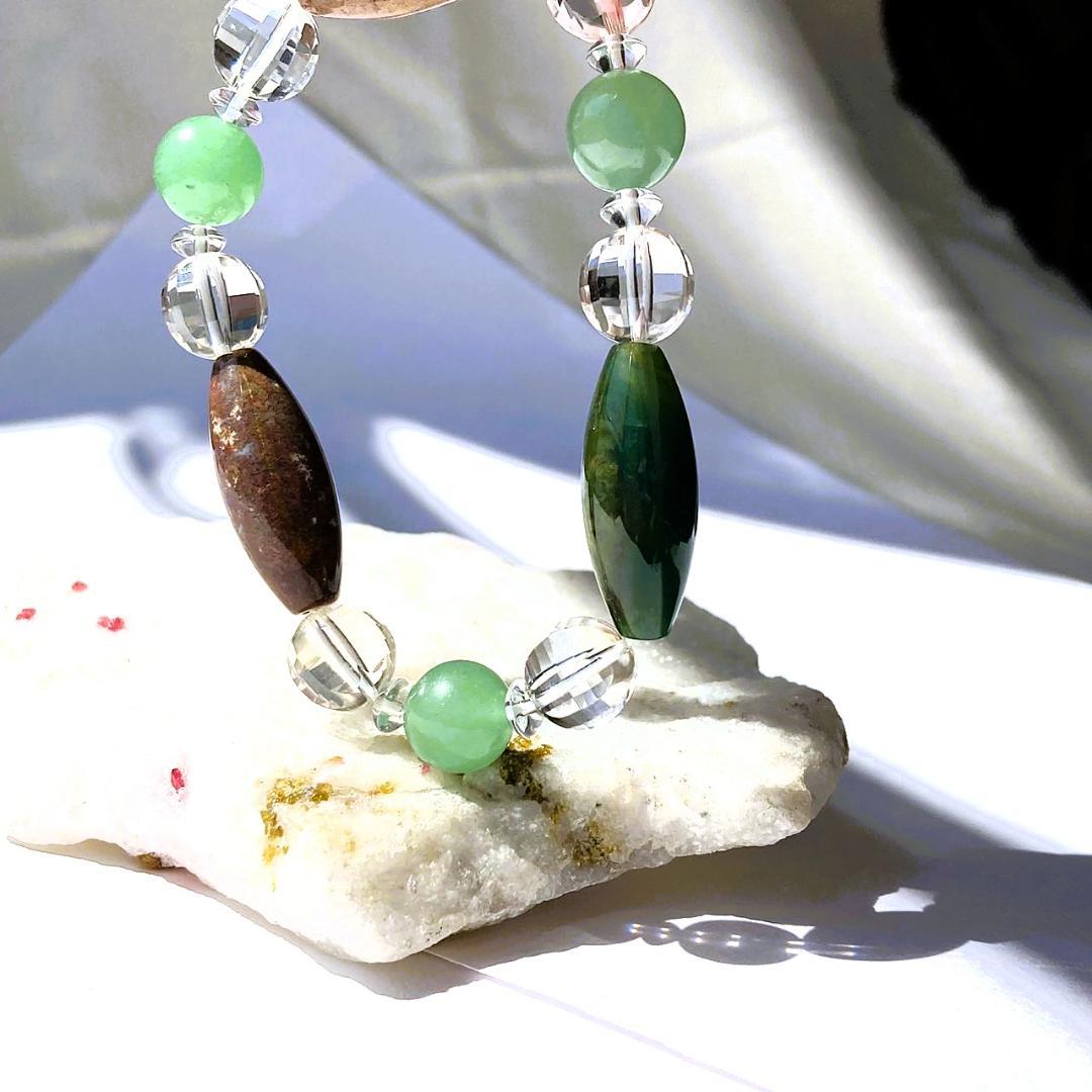 【木漏れ日みたい】細長メノウ 天然石 ブレスレット