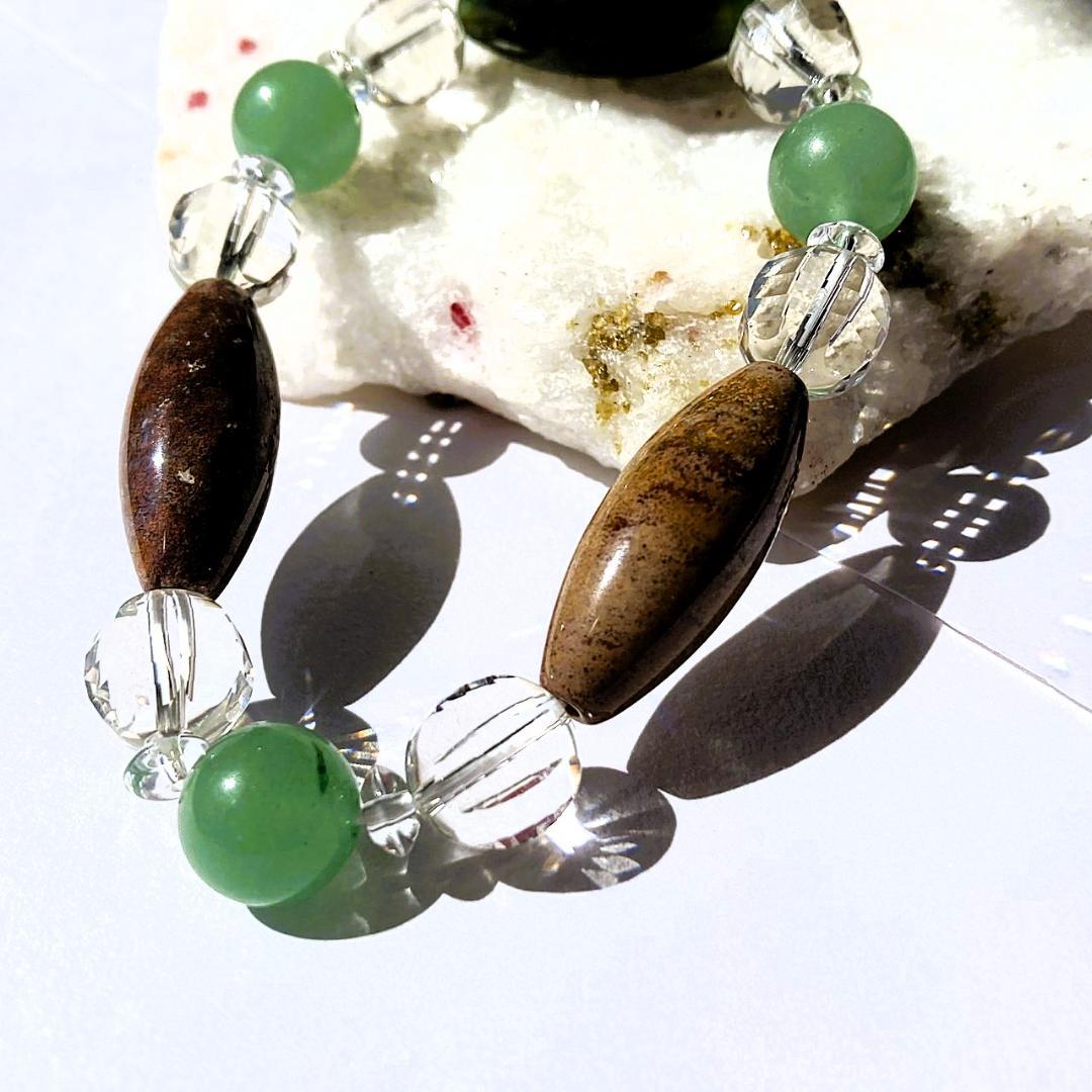 【木漏れ日みたい】細長メノウ 天然石 ブレスレット