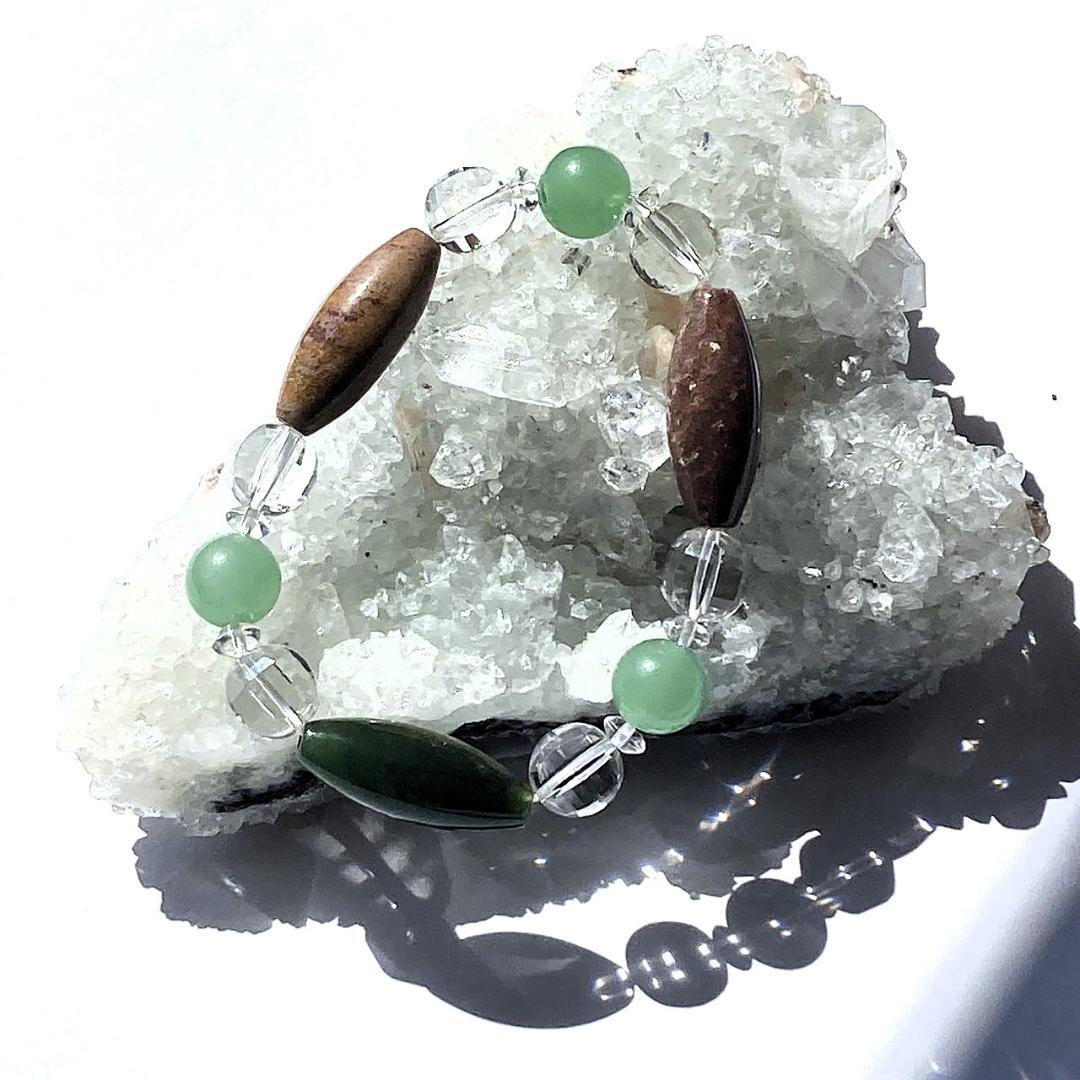 【木漏れ日みたい】細長メノウ 天然石 ブレスレット