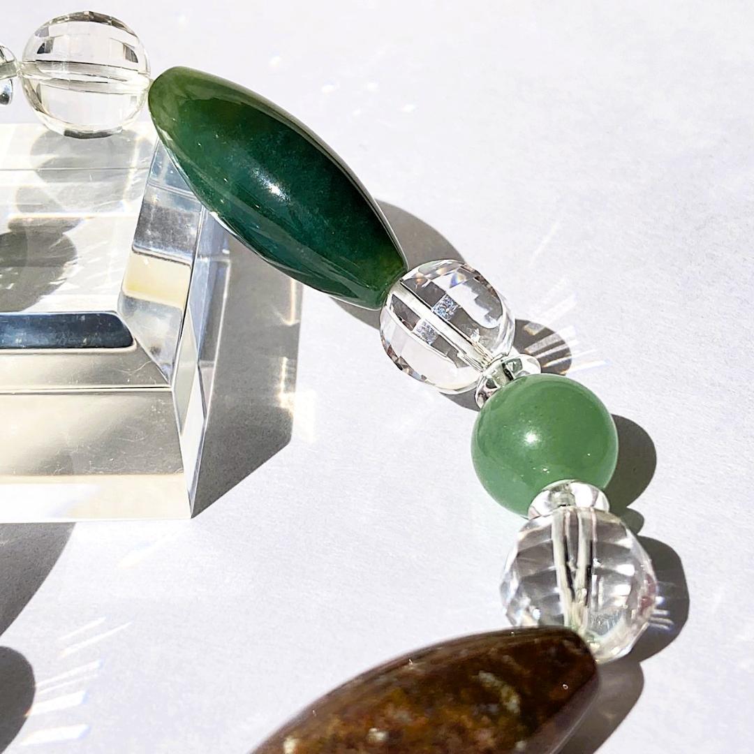 【木漏れ日みたい】細長メノウ 天然石 ブレスレット