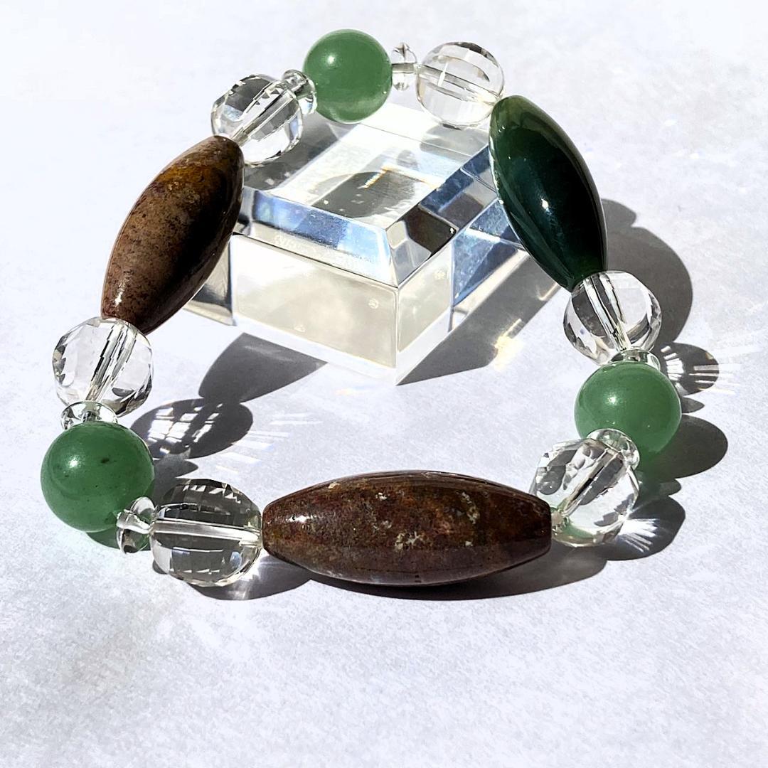 【木漏れ日みたい】細長メノウ 天然石 ブレスレット