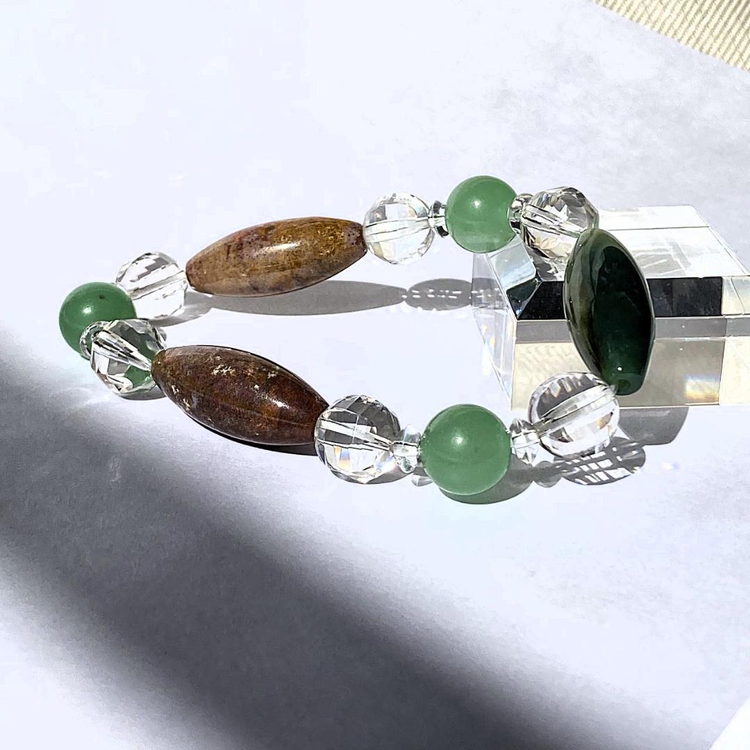 【木漏れ日みたい】細長メノウ 天然石 ブレスレット