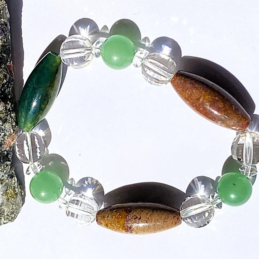 【木漏れ日みたい】細長メノウ 天然石 ブレスレット