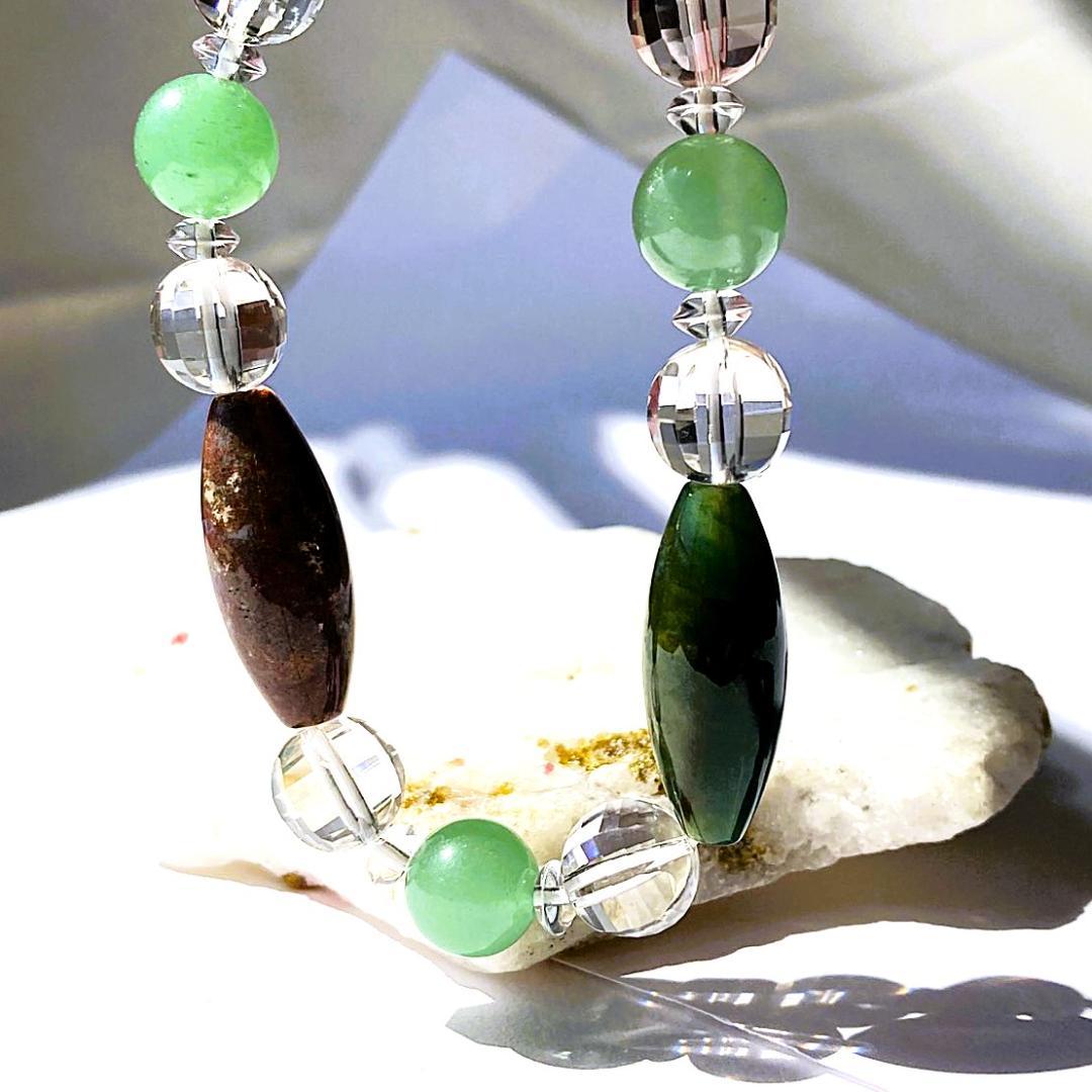 【木漏れ日みたい】細長メノウ 天然石 ブレスレット