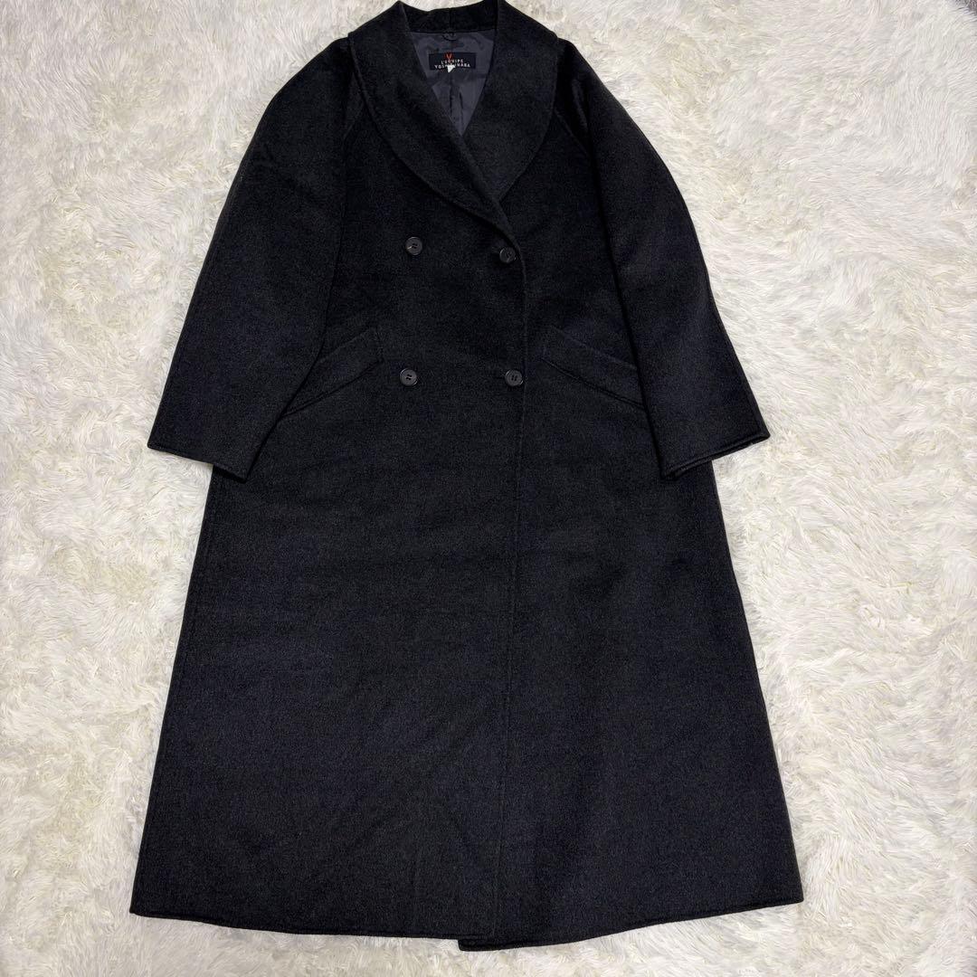 レキップヨシエイナバ　カシミア100%チェスターロングコート　ダークグレー