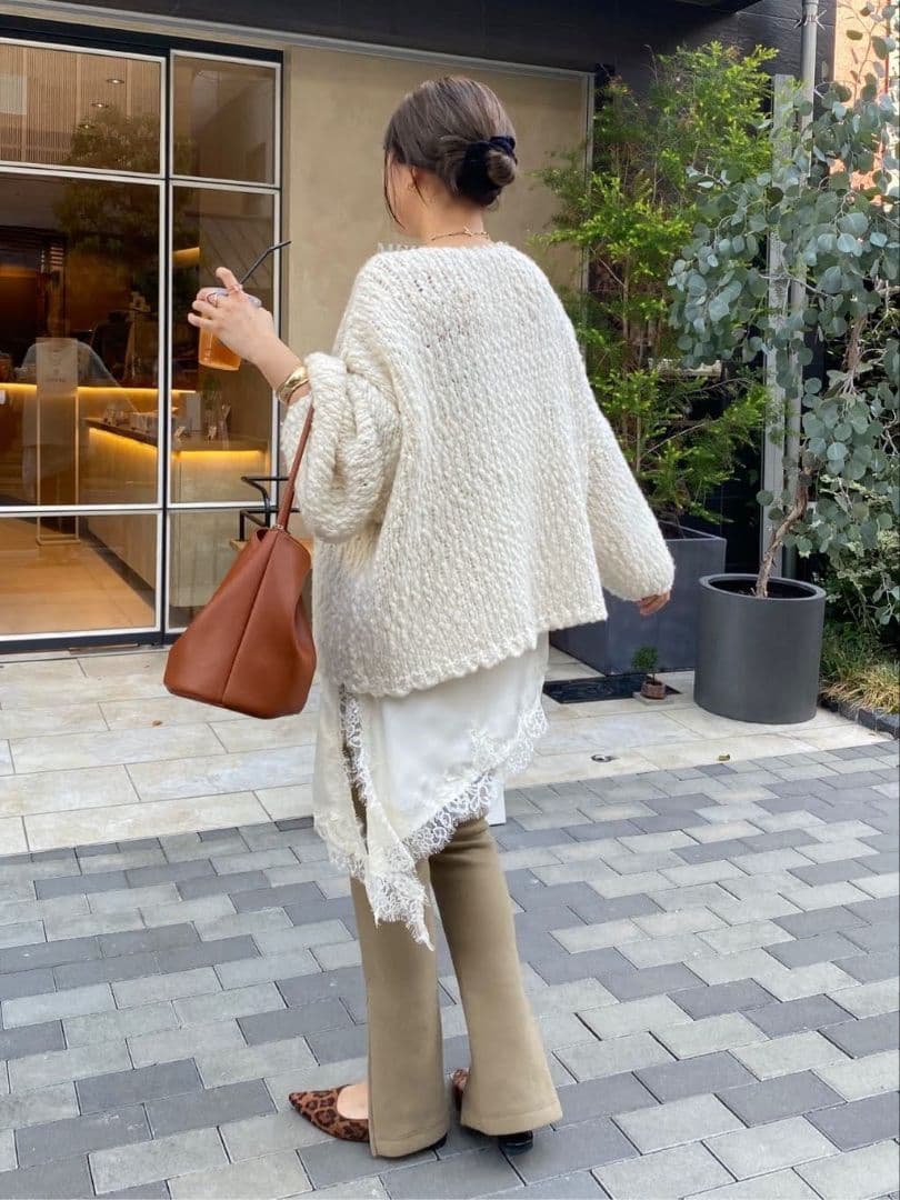 DOUDOUウールスラブロービングニット