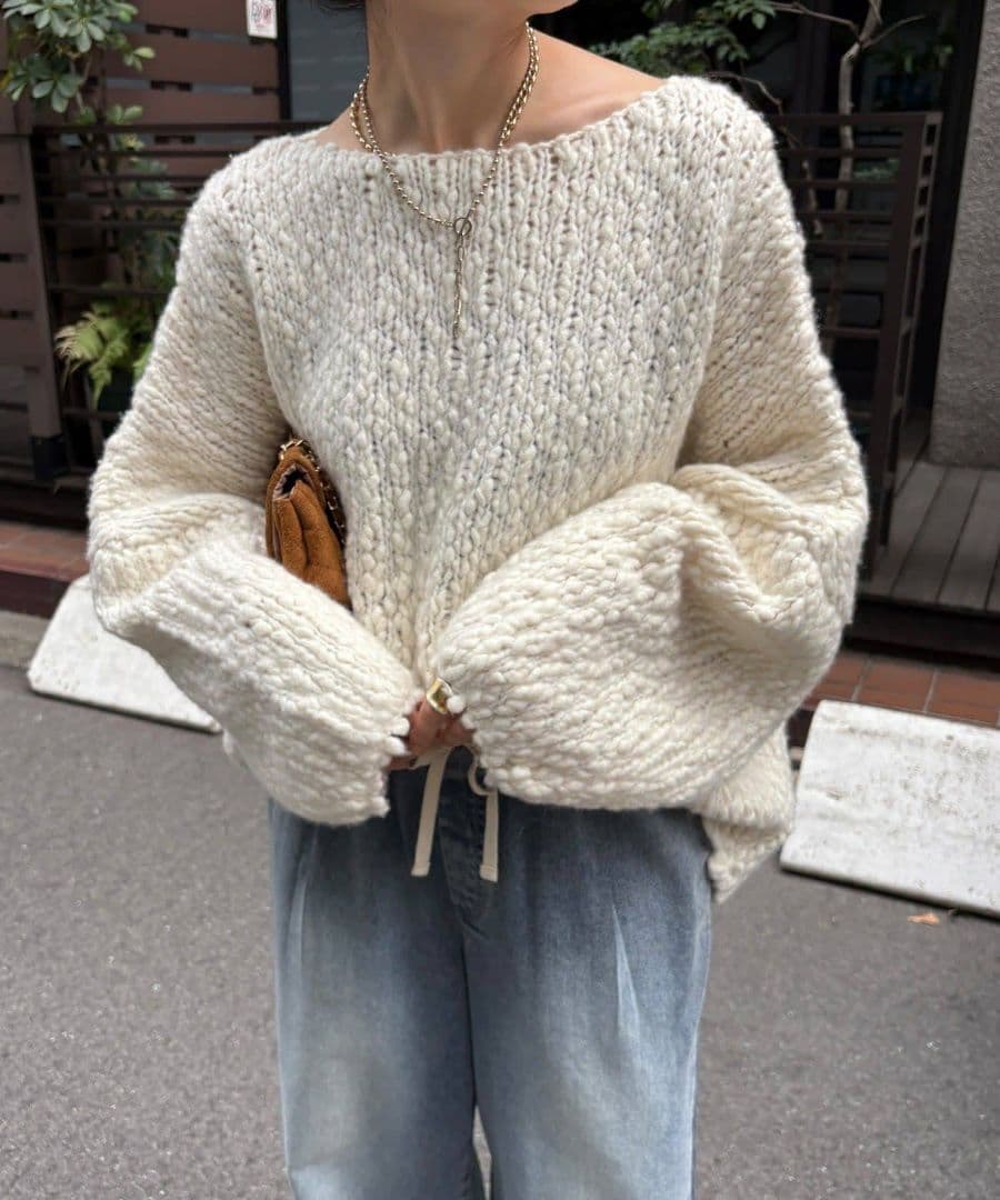 DOUDOUウールスラブロービングニット