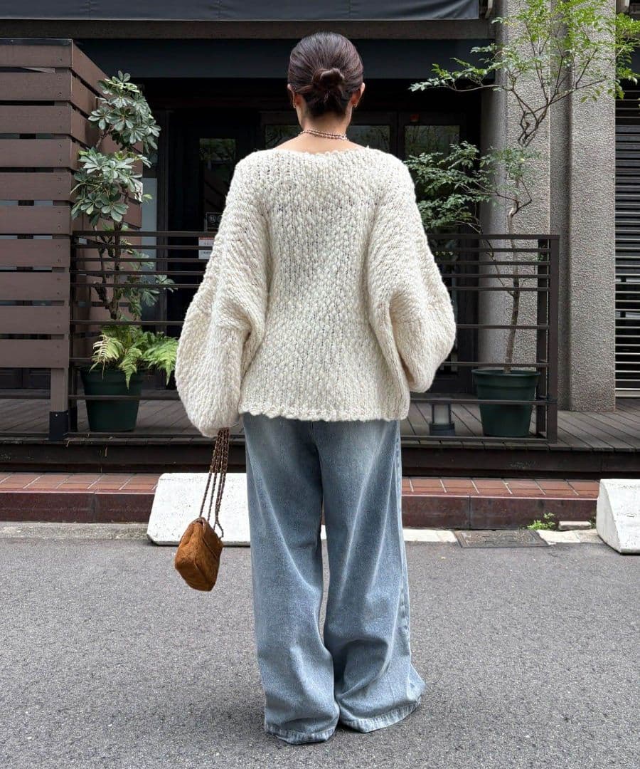 DOUDOUウールスラブロービングニット