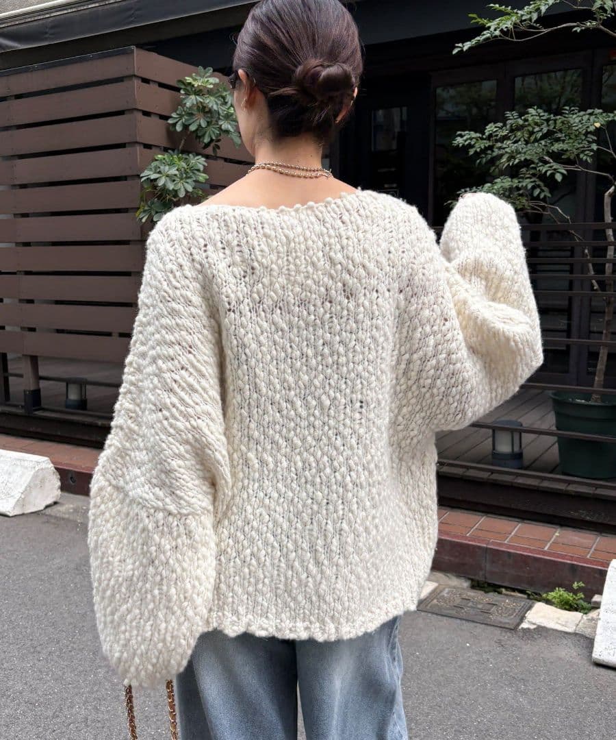 DOUDOUウールスラブロービングニット