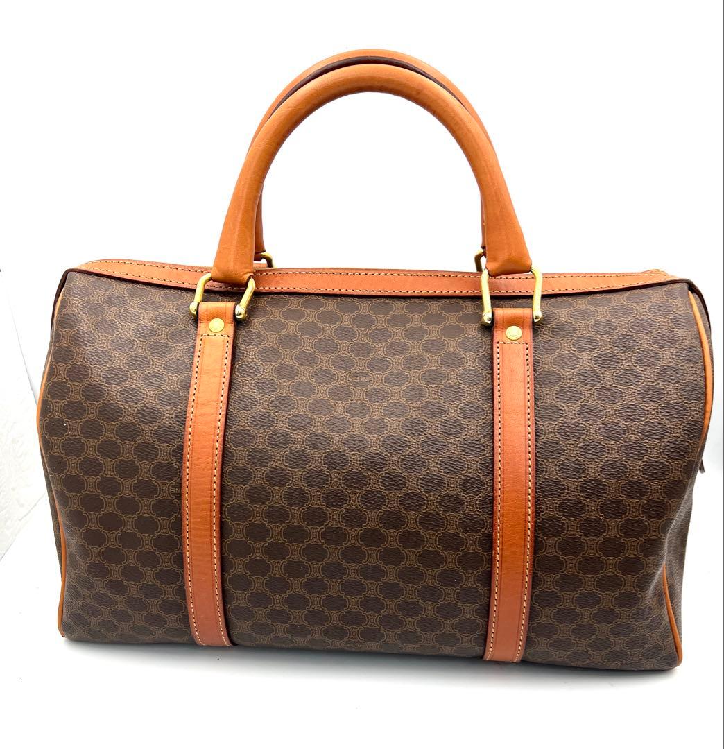 セリーヌ CELINE マカダム柄 ボストンバッグ ブラウン 中古品