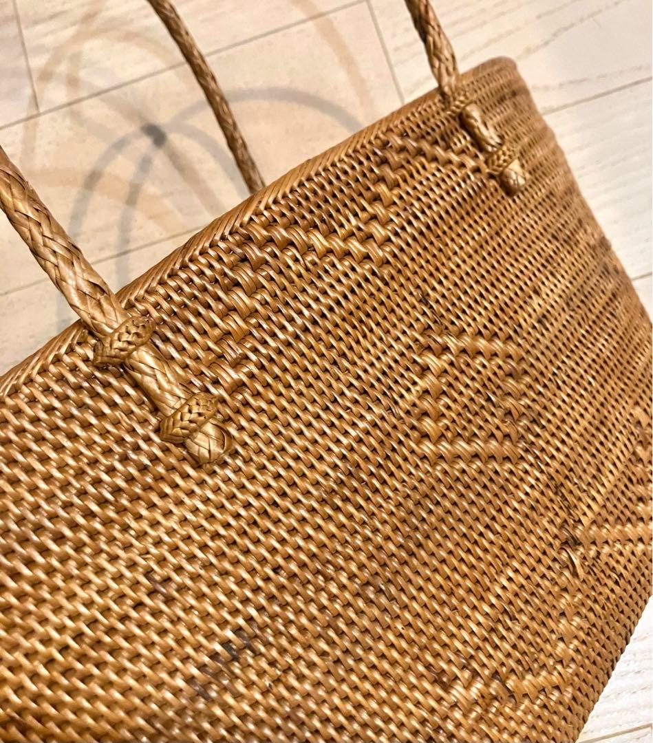美品☆バリ島トゥガナン村製品 アタ カゴ ショルダーバッグ 手編み籠