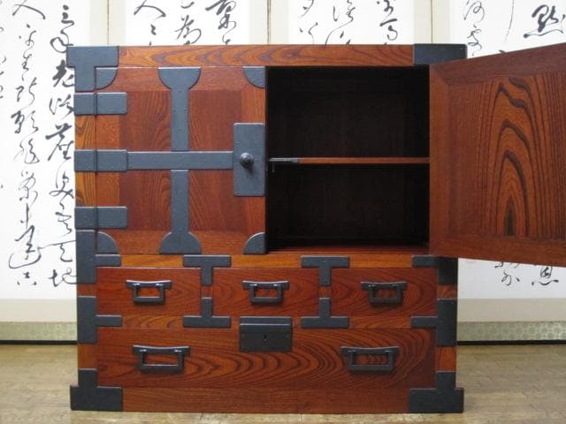 美品 最高峰 松本民芸家具 欅 無垢材 帖タンス（拭き漆仕上）定価約200万円