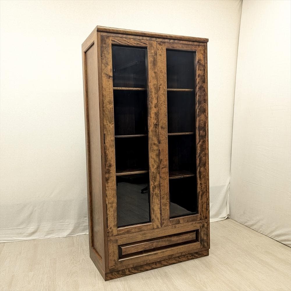 九州民芸家具　漆 うるし塗り　本棚　本箱　ブックシェルフ　キャビネット　飾り棚