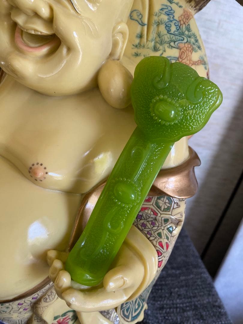 布袋像　布袋尊　色絵　笑顔の仏像　置物　開運　縁起物　特大　骨董