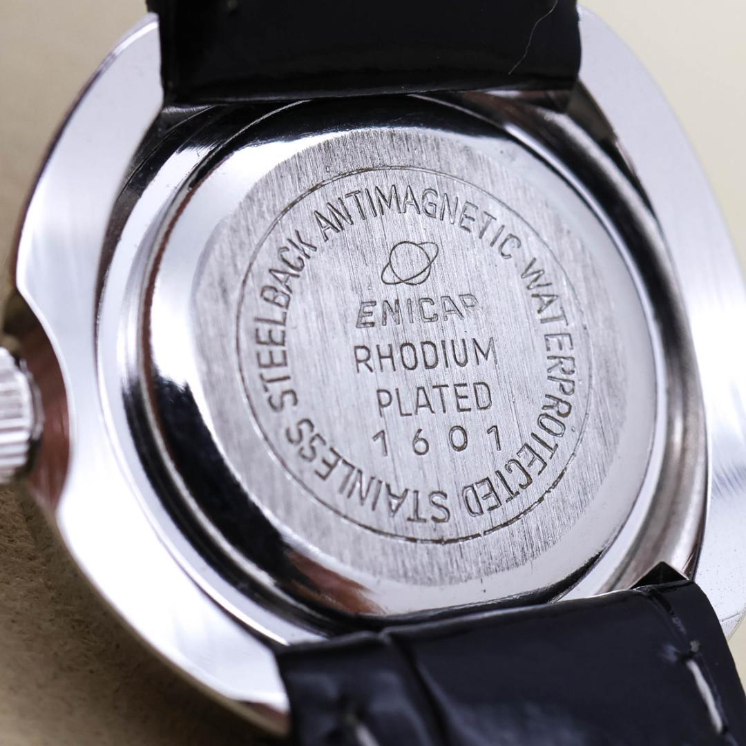 稼働 ENICAR 腕時計 機械式 手巻き スイスメイド ロジウムメッキ1029