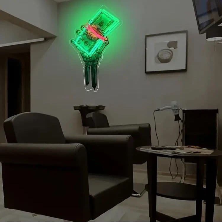 ネオンサイン ライト LED 壁掛け ネオン 骨 骸骨 お金 おしゃれ 調光可能